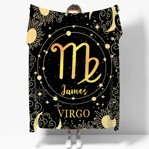 Vista 13 de Manta personalizada de acuario, manta de franela suave con horóscopo, acogedora y ligera para sofá y cama, regalo práctico, unisex, talla XS, 40 x