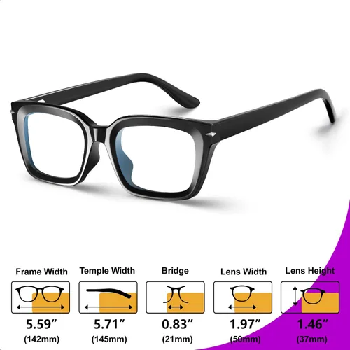 Vista 8 de VISOONE Progressive Multifocal Reading Glasses Spring Hinge Blue Light Blocking for Women and Men readers YALE Negro