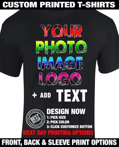 Vista 2 de Camisetas personalizadas, unisex, hombres, mujeres o jóvenes, diferentes lugares de impresión texto, logotipo, imagen o diseño personalizado