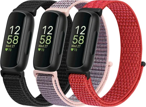 Vista 11 de Bandas de Nylon Compatibles con Fitbit Inspire 3/Inspire 2/Inspire/Inspire HR/Ace 3/Ace 2, Correas de Repuesto Deportivas Transpirables Suaves Negro