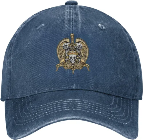 Vista 2 de Cowboy Hat Trendy Hats for Man and Women Djustable Four Season Outdoor Baseball Cap of Hell Skull with Angel Navy Blue