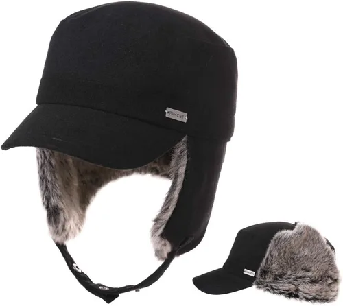 Vista 13 de Jeff & Aimy Gorra de béisbol unisex de invierno con orejeras trampero de caza, sombrero de esquí, 21.3-24.4 in