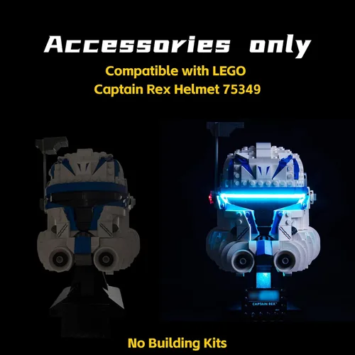 Vista 5 de BrickBling Luz LED compatible con el juego de casco Lego Captain Rex 75349 (Solo Luces), nueva iluminación 2023 compatible con casco Lego - Ilumina