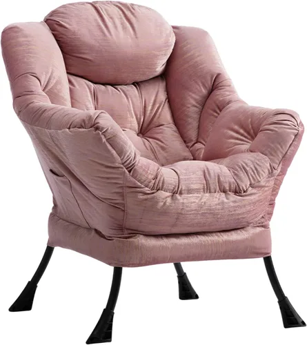 Vista 25 de HollyHOME Silla perezosa con otomana plegable, sillón cómodo y reposapiés plegable, sofá de ocio silla de lectura y reposapiés para sala de estar