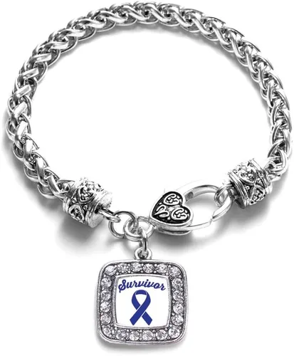 Vista 15 de Pulsera de dijes cuadrados de plata con joyería de circonita cúbica