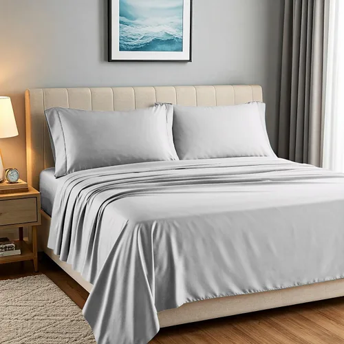 Vista 12 de Carressa Linen Juego de 2 fundas de almohada 100% de algodón egipcio de la serie 1500 de lujo tamaño estándar/Queen (beige), suaves como la seda