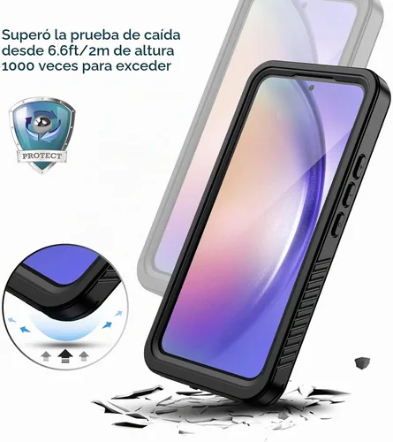 Vista 5 de Lanhiem Funda para teléfono Samsung Galaxy A54 5G, IP68 impermeable a prueba de polvo, [protector de pantalla integrado] Funda protectora de cuerpo
