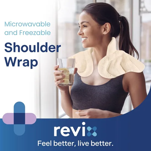 Vista 2 de REVIX Almohadilla térmica para microondas para cuello, hombros y espalda, envoltura térmica para microondas con calor húmedo para tensión muscular