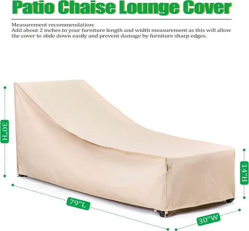 Vista 2 de F&J Outdoors Funda Impermeable Resistente a los Rayos UV de Servicio Pesado para Silla Tumbona de Patio, Paquete de 2, 79"Lx30"Ax30"Al, Beige