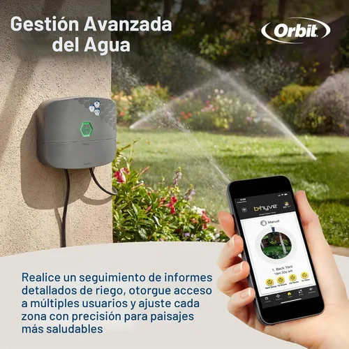 Vista 10 de Orbit 57985 B-hyve XR Controlador inteligente de rociadores para interiores y exteriores de 8 zonas