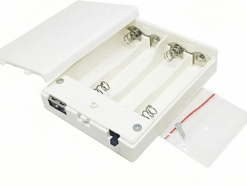 Vista 2 de Decorit Soporte para caja de batería, USB hembra Socket 4 AA estuche de batería con interruptor, adaptador para luz LED USB de 5 V, tira, cadena
