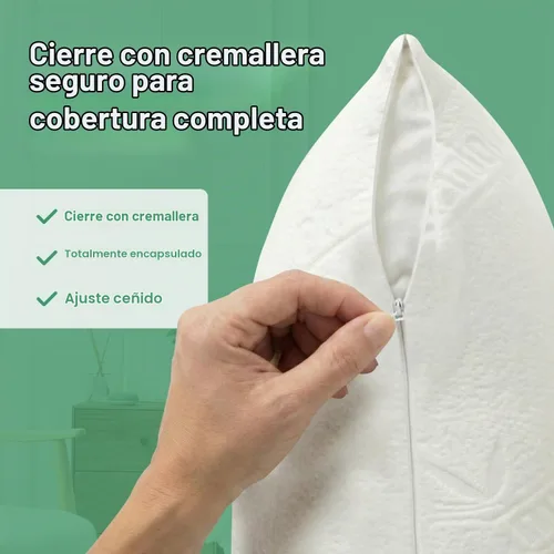 Vista 6 de Fundas protectoras de almohada impermeables de 20 x 26 pulgadas, funda de almohada con cremallera, juego de 2 fundas de almohada de tamaño estándar