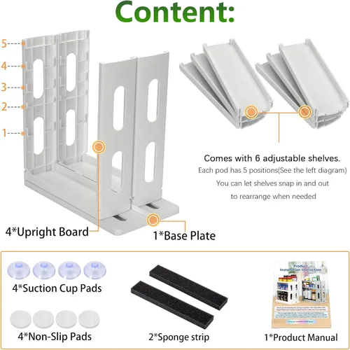Vista 4 de Dutiplus Organizador de especias de 3 niveles, gabinete de almacenamiento giratorio y tirado para encimera de cocina, baño, 10.8 pulgadas de alto x