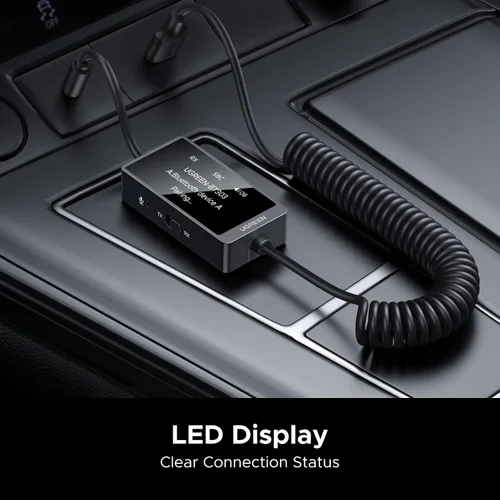 Vista 4 de UGREEN Receptor transmisor Bluetooth 5.4, dos pares de adaptador auxiliar de audio de 0.138 in con micrófono integrado para llamadas manos libres