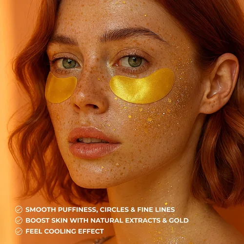 Vista 3 de Parches de ojos de oro de 24 quilates para ojos hinchados y ojeras, cuidado de la piel antienvejecimiento de lujo – Parches antiarrugas de colágeno