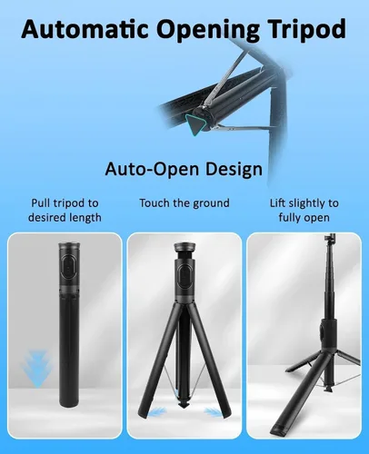 Vista 3 de WOVTE Trípode automático para teléfono de 67 pulgadas, trípode para selfie de apertura automática con control remoto inalámbrico, soporte portátil