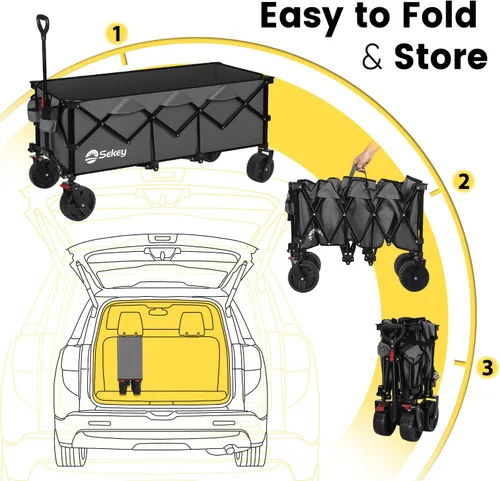 Vista 6 de Sekey Carro plegable extendido de 300 L, capacidad de 660 libras Gris