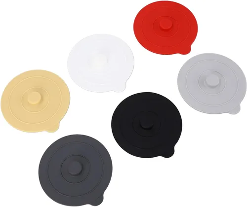 Vista 3 de Silicone Lids, Silicone Cup Covers Round Universal Cup Cover 6Pcs Silicone Cup Lid Wine Glass Covers 9.5cm Red Yellow Black White Dark Grey Light