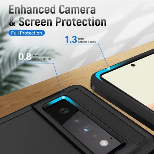 Vista 6 de Funda para Google Pixel 6 Pro con armadura atril anillo magnético resistente de grado militar a prueba de golpes para Pixel 6 Pro Phone Case (negro)