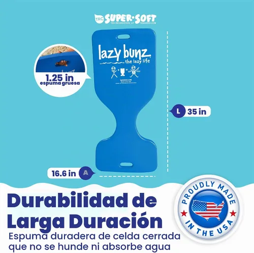 Vista 3 de TRC Recreation Lazy Bunz - Flotador de espuma para piscina para adultos y niños, tumbona para piscina, lago, río y playa esenciales Azul Bahama