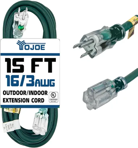 Vista 48 de YOJOE Cable de Extensión, Cable de Alimentación de 3 Clavijas 13A Resistente a la Intemperie, Cable de Extensión Marrón de Servicio Pesado Calibre