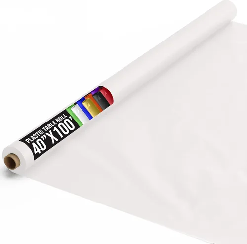 Vista 116 de Exquisito rollo de mantel de mesa de plástico aqua de Party Solids 4 piezas 40" X 300' Rollo de mantel de mesa de plástico - Rollos de mantel