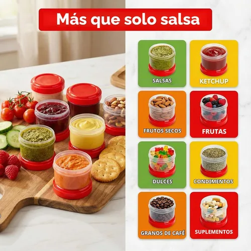 Vista 9 de Elsjoy Paquete de 30 recipientes para condimentos con tapa, recipiente de aderezo de ensalada de 1.18 onzas, recipiente pequeño de almacenamiento