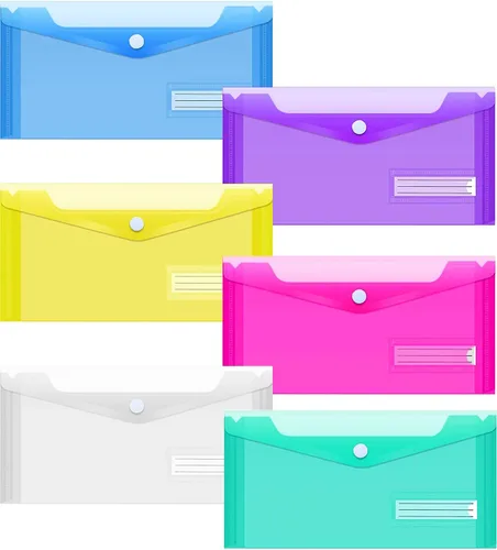 Vista 8 de Sooez Sobres de plástico pequeños, paquete de 12 bolsas de plástico con bolsillo para etiquetas, bolsa de sobres de archivo, sobres de dinero