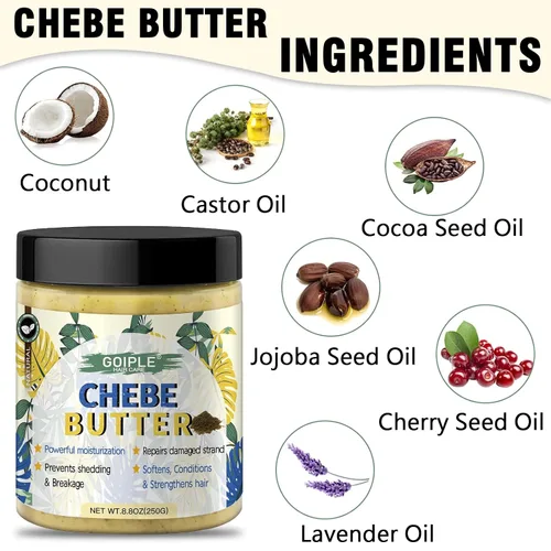 Vista 3 de WOZUTUNT 8.8 oz Mantequilla de Chebe para el Crecimiento, Engrosamiento y Humectación del Cabello - Mantequilla de Crema para el Cabello de Alta