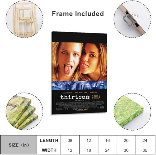 Vista 2 de Póster de 13 películas, arte de pared de los años 90, decoración estética para dormitorio, póster de impresiones de pintura decorativa, lienzo