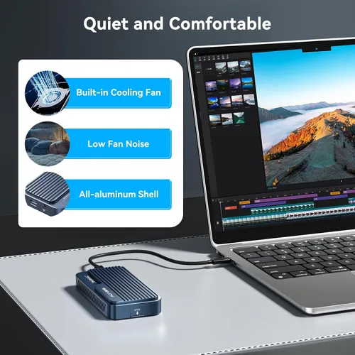 Vista 8 de ACASIS Carcasa SSD NVMe M.2 de 80 Gbps, con ventilador de refrigeración, compatible con USB4 V2.0, USB4 V1.0, USB3.2/3.1/3.0 (TB501 Pro)