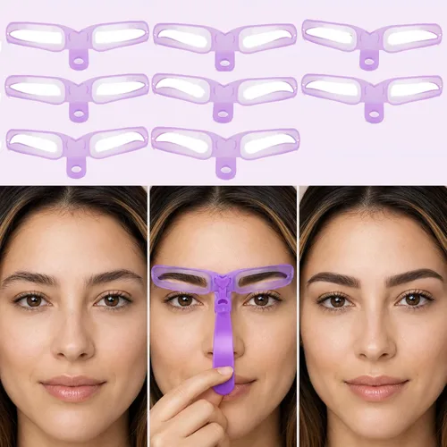 Vista 3 de Plantillas para cejas, plantilla de cejas, kit de modelado de cejas, 8 estilos de plantilla reutilizable para cejas con mango y correa, lavable