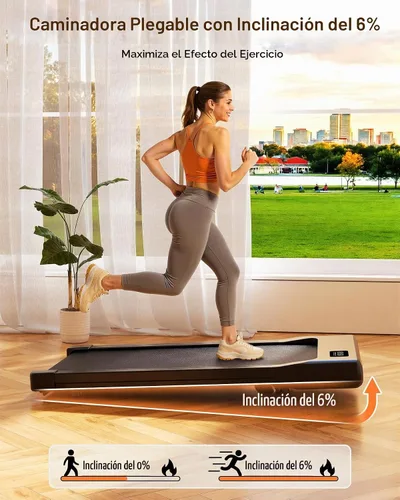 Vista 2 de Superun Under Desk Walking Pad with 6% Incline, 3 in 1 Portable Treadmill Oro rosa profundo