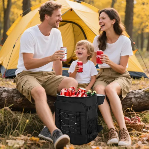 Vista 4 de MIYCOO Mochila enfriadora – 40 latas con aislamiento para hombres y mujeres, portátil con 2 compartimentos a prueba de fugas, bolsa enfriadora