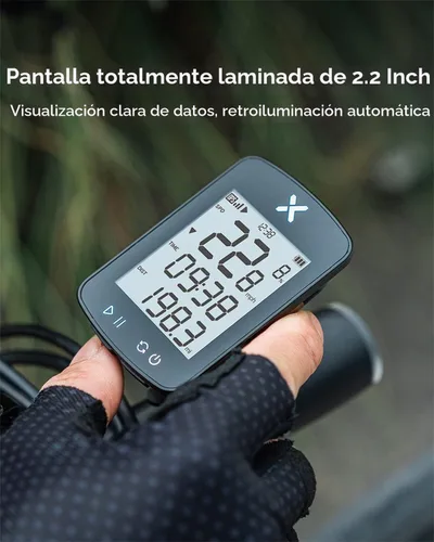 Vista 4 de XOSS G Gen2 - Computadora de bicicleta con GPS inalámbrica, Bluetooth IPX7, impermeable, velocímetro y odómetro de bicicleta recargable con pantalla