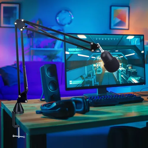 Vista 2 de Razer Seiren Mini Soporte - Brazo de Boom de Montaje en Pared con Cubierta de Micrófono de Espuma y Abrazadera de Montaje de Mesa, Soporte
