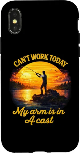 Vista 5 de Can't Work Today My Arm is in A Cast Fly Fishing Funny Humor Case for iPhone 17