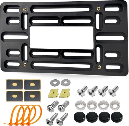 Vista 12 de ZXFOOG Kit de montaje de matrícula delantera, soporte para placa de Marco de aluminio negro
