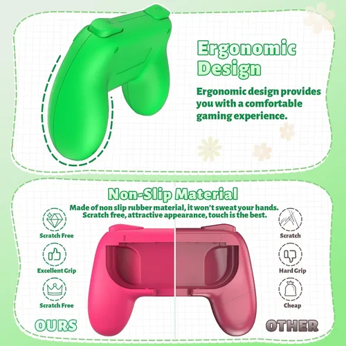 Vista 38 de FASTSNAIL Grips Compatible with Nintendo Switch for Joy Con & OLED Model for Joycon, Wear-resistant Handle Kit Compatible with Joy Cons Controllers