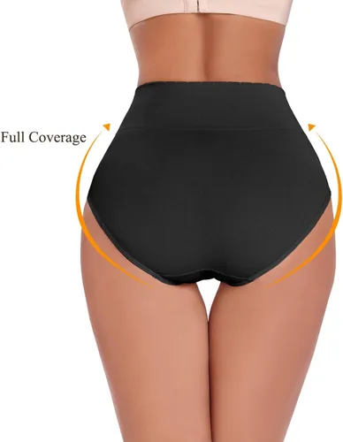 Vista 7 de Ropa interior invisible para mujer, de cintura alta, con elástico sin costuras, cobertura completa, paquete de 5