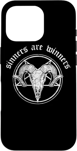 Vista 19 de Funda para iPhone 14 Occult Baphomet Tarot Card Satanic Devil Sinners are Winners