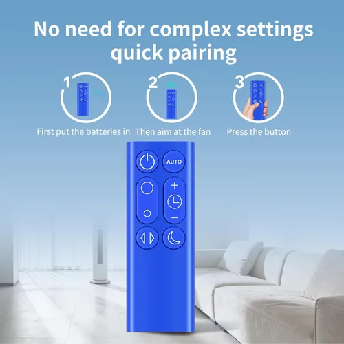 Vista 5 de Control remoto de repuesto para Dyson DP01/DP03/TP02/TP03 (azul) compatible con ventiladores Pure Cool/Hot+Cool y purificadores de aire