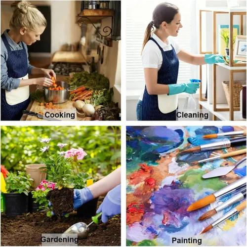 Vista 6 de Delantales para mujer con bolsillos, delantales extraíbles para cocinar, impermeable, resistente al aceite, babero, multifuncional, toalla de mano