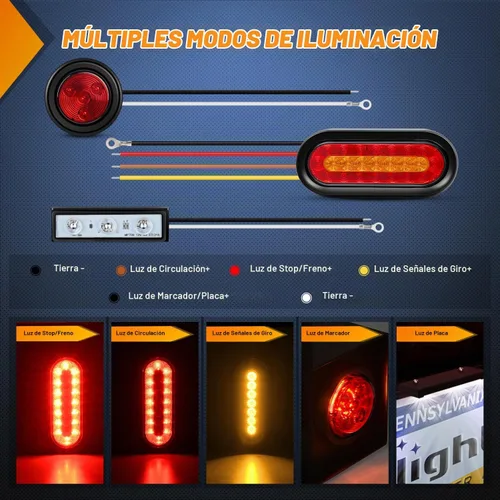 Vista 3 de Nilight juego de 2 cajas de luz para remolque de acero, kit de carcasas con 3 luces LED para placa de matrícula, luces de cola ovaladas de 6