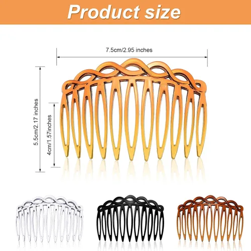 Vista 2 de WILLBOND 16 piezas de accesorios para peine de pelo para mujer, peines laterales franceses, clips decorativos de plástico para mujeres, velo de boda