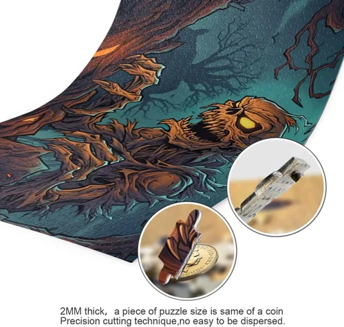 Vista 3 de Zombie - Rompecabezas de noche de Halloween, material compuesto de madera de papel, con bolsa de almacenamiento e imagen de referencia, fácil