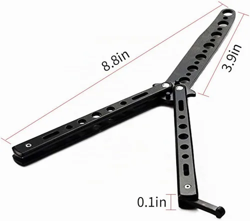 Vista 2 de Cuchillo de mariposa, paquete de 2 cuchillos de práctica de entrenamiento de artes marciales espadas de acero de metal plegable cuchillo