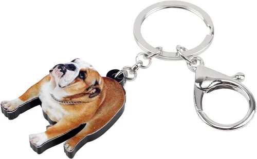 Vista 2 de WEVENI - Llavero de acrílico con diseño de bulldog inglés para mascotas
