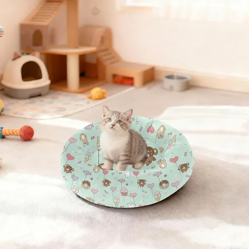 Vista 3 de Pet Dog Bed Calming Anti Anxiety Fluffy Cat Cave Bed for Extra Small Size Pets Supplies XS Cute Animals with Sweets