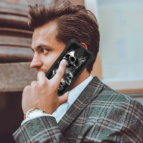 Vista 7 de Funda para Nokia C100 con protector de pantalla de vidrio templado, doble capa resistente a prueba de golpes de policarbonato duro + cubierta